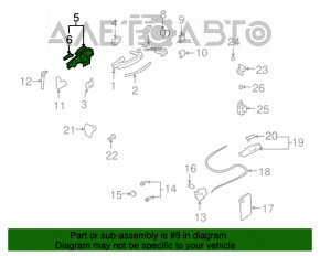 Mecanismul manetei ușii din spate dreapta a Audi Q7 4L 10-15 are fixarea ruptă.