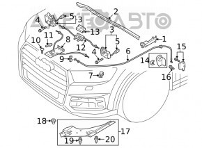 Suport pentru maneta de deblocare a capotei, compartiment motor Audi Q8 19 - nou original OEM