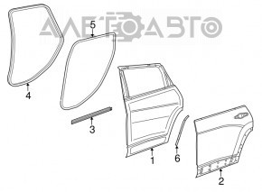 Garnitura de etanșare a cadrului ușii din spate dreapta Jeep Cherokee KL 19-