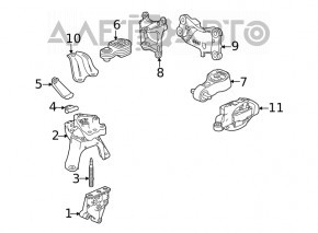 Кронштейн задней подушки двигателя нижний Honda Accord 18-22 2.0T