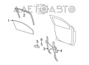 Geamul ușii din fața dreapta a Jeep Compass 11-16