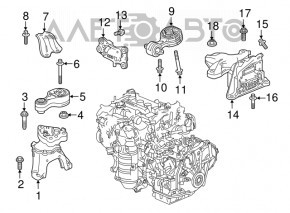 Pernele motorului dreapta inferioară Honda Accord 18-22 2.0T nou OEM original