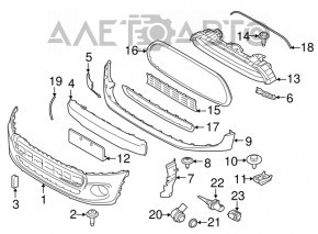 Buza bara fata Mini Cooper F56 3d 14-19 pre-facelift pentru senzori de parcare