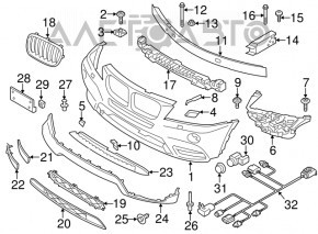 Нижняя решетка переднего бампера BMW X3 F25 11-14 дорест