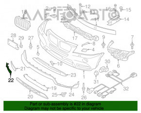 Grila inferioară a bara față dreapta BMW X3 F25 11-14 pre-restilizare, fără PDC