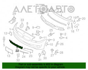 Grila inferioară a bara față centrală BMW 5 F10 11-13 fără radar.