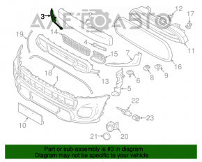 Заглушка буксир крюка переднего бампера Mini Cooper F56 3d 14-