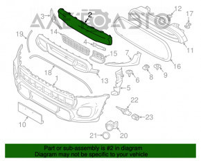 Накладка переднего бампера Mini Cooper F56 3d 14-19 дорест, под парктроники