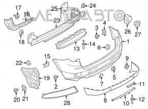 Capacul carligului de tractare pentru bara spate stanga BMW X3 F25 11-14 pre-restilizare, rupt.