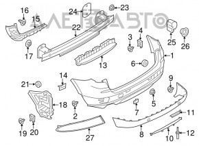 Buza bara spate BMW X3 F25 11-17 fără senzori de parcare, structură, ușor îndoită