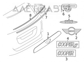 Capac portbagaj cu maner Mini Cooper F56 3d 14-19 pre-facelift negru, fara camera si iluminare.