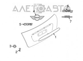 Emblema inscriptionată Cooper pe ușa portbagajului Mini Cooper Countryman R60 10-16