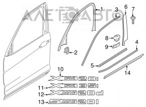 Inscripția de pe ușa din dreapta X DRIVE de pe BMW X3 F25 11-17.