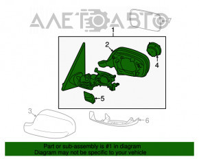 Oglindă laterală dreapta BMW X3 F25 11-14, cu 3 pini, neagră