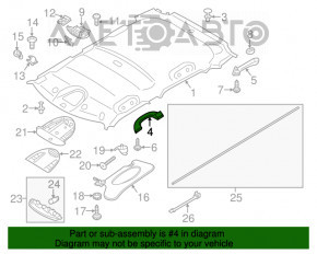 Manerul plafonului dreapta Mini Cooper Countryman R60 10-16