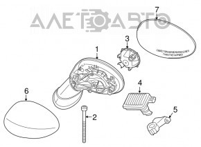 Зеркало боковое правое Mini Cooper F56 3d 14- 3 пина, черное