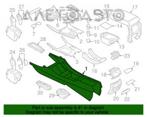 Консоль центральная подлокотник и подстаканники BMW X3 F25 11-17 кожа, черн, царапины