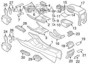 Консоль центральная подлокотник и подстаканники BMW X3 F25 11-17 кожа, черн, царапины