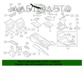 Capacul consolei centrale din piele Dakota pentru BMW 5 F10 11-16 negru