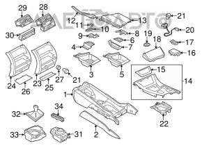 Capacul consolei centrale din piele Dakota pentru BMW 5 F10 11-16 alb