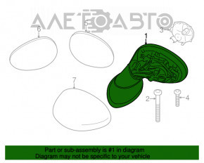 Зеркало боковое левое Mini Cooper Countryman R60 10-16 3 пина, хром, дефект хрома