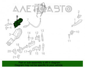 Mecanismul manetei ușii din spate stânga a BMW 5 F10 11-16 fără keyless