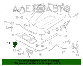 Рычаг открытия замка капота BMW X3 F25 11-17 подкапотный