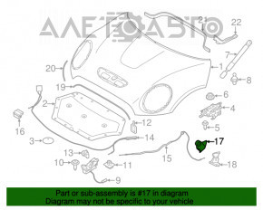 Manerul de deschidere a capotei interioare Mini Cooper F56 3d 14-