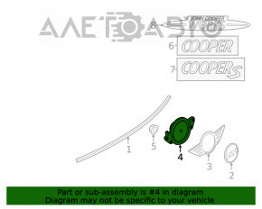 Mânerul ușii portbagajului cu emblema Mini Cooper Countryman R60 10-16 a căzut emblema.