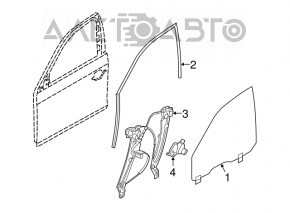 Garnitura sticla fata dreapta BMW 5 F10 11-16 nou original OEM