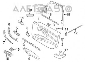 Cadru ușii interioare față stânga BMW 3 F30 12-18 cu buzzer