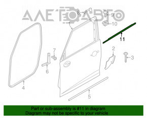 Moldură ușă-sticlă față centrală stânga Mini Cooper Countryman R60 10-16 crom