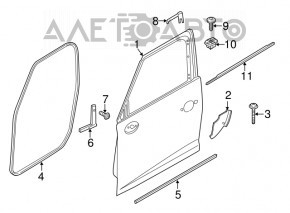 Moldură ușă-sticlă față dreapta centrală Mini Cooper Countryman R60 10-16 crom, lac util