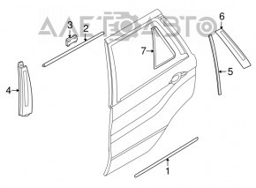 Молдинг двери верхний задний правый BMW X5 E70 07-13 черный