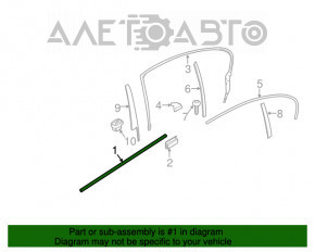 Garnitură ușă-sticlă spate centrală stânga BMW 5 F10 11-16 aluminiu