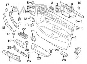 Capacul ușii, cartela frontală stânga BMW X3 F25 11-17 piele, neagră, zgârieturi