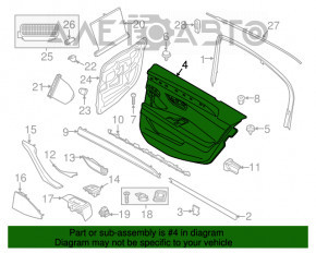 Capacul usii, cartela din spate stanga BMW 5 F10 11-16, piele ecologica neagra, fara perdea