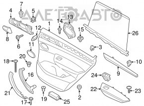 Capacul usii spate stânga BMW X3 F25 11-17, piele bej, inserție din lemn, zgârieturi.