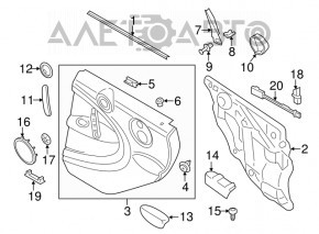 Capacul usii card spate dreapta Mini Cooper Countryman R60 10-16 negru, insertie rosie, zgarietura