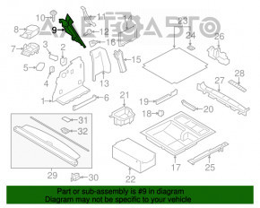 Capacul arcului drept BMW X3 F25 11-17, gri de sus