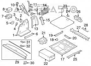 Capacul arcului drept BMW X3 F25 11-17, gri de sus