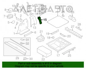 Capacul arcului stâng BMW X3 F25 11-17 spate, negru, zgârietură, prindere ruptă