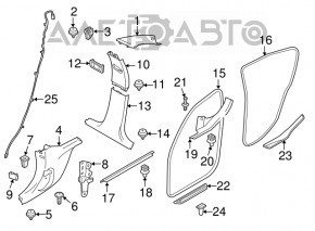 Capacul stâlpului frontal stânga BMW 3 F30 12-18 gri.