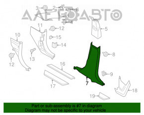 Capacul stâlpului central, partea de jos, stânga, pentru BMW X3 F25 11-17, bej.