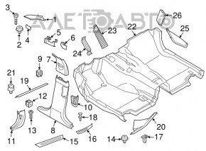 Decorație stâlp central stânga jos BMW 5 F10 11-16 bej oyster