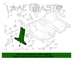 Capacul stâlpului central dreapta jos BMW 5 F10 11-16 negru