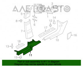 Capac prag spate stânga Mini Cooper Countryman R60 10-16 negru, zgârietură, suport rupt.