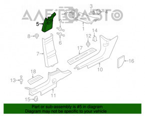 Capacul stâlpului central, curea superioară stânga, Mini Cooper Countryman R60 10-16, negru, zgârieturi