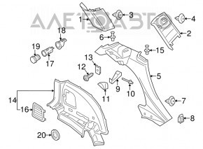 Накладка задней стойки передняя правая Mini Cooper Countryman R60 10-16 черн