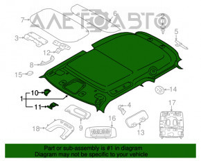 Обшивка потолка Mini Cooper F56 3d 14- под панораму серый